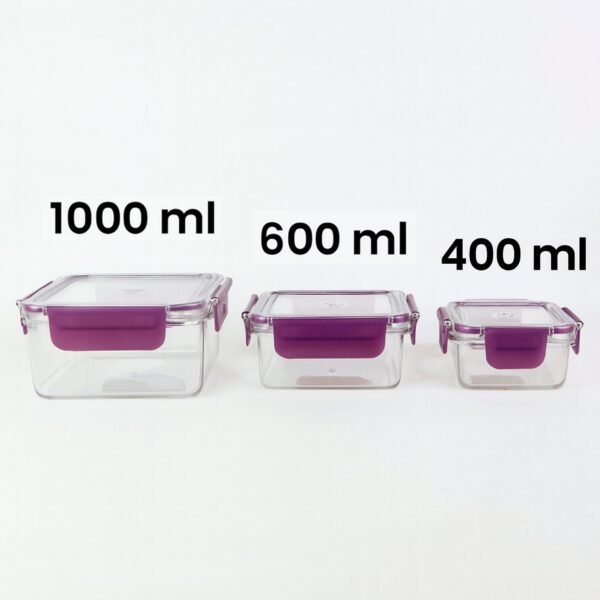 Airtight Square Food Storage Container Set (3 Pc)