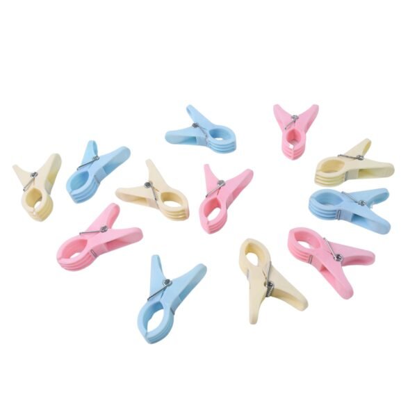Plastic Cloth Clips (Multicolour) - Pack of 12