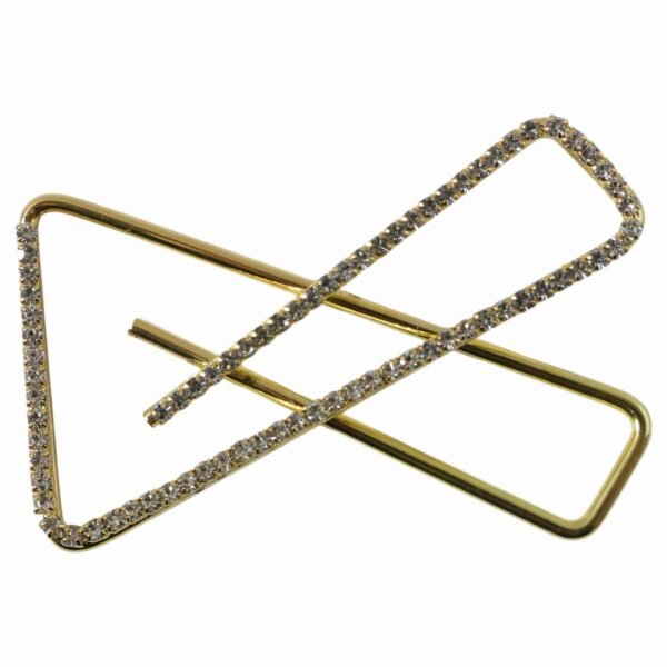 Premium Golden Crystal Triangle Saree Safety Pin Brooch (1 Pc)