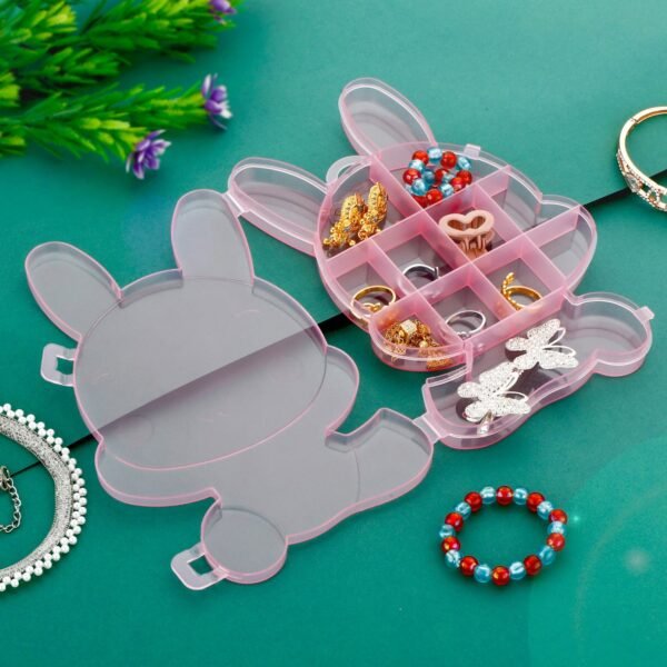 Transparent Cartoon Bear Plastic Storage Box Jewelry Organizer Holder  1 Pc