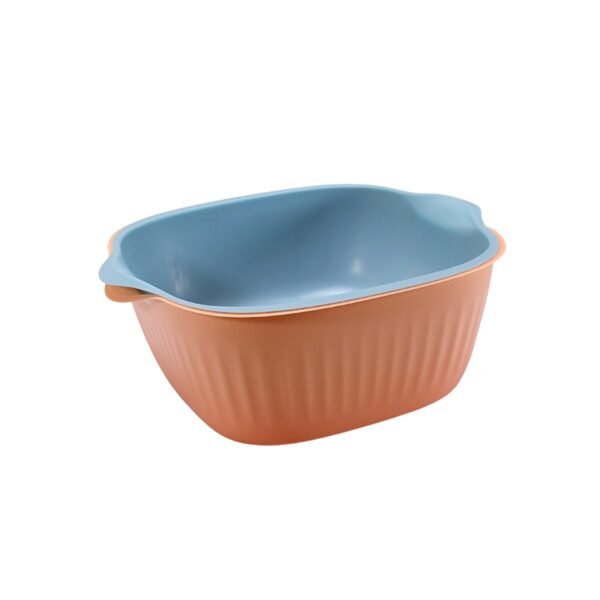 Plastic Washing Bowl & Strainer Basket for Kitchen (Set of 2)