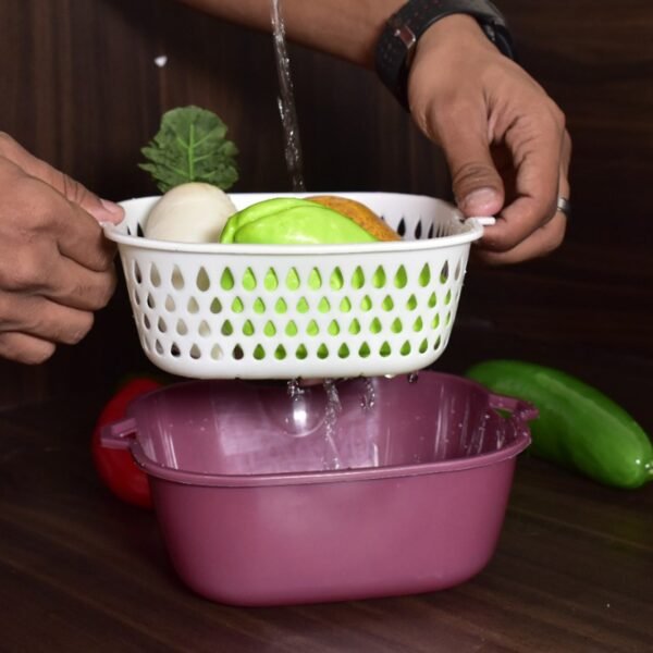 2 In 1 Basket Strainer To Rinse Various Types Of Items Like Fruits, Vegetables Etc