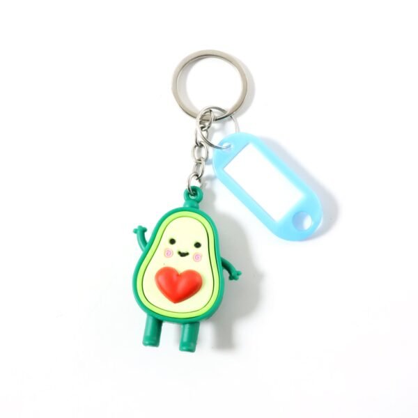 Cute Avocado Cartoon Keychain with Name Tag Holder (1 Pc)