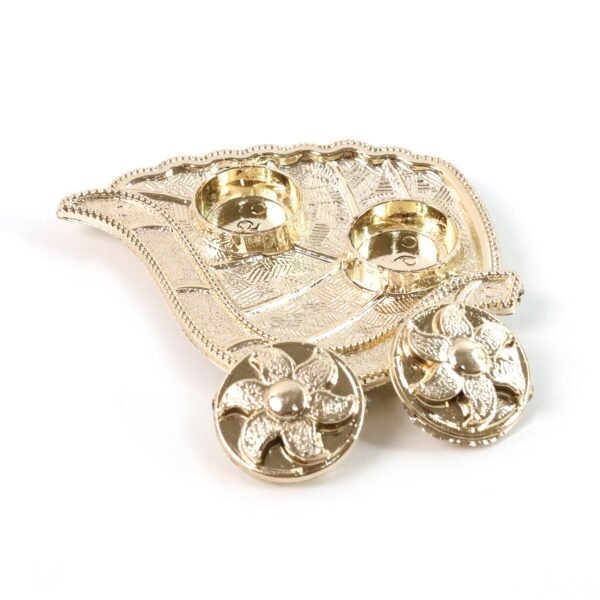 Leaf-Shaped Decorative Pooja Thali - (1 Pc)