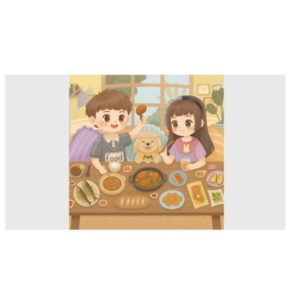 Cartoon-Themed Food Table Wall Poster 90x30 cm (1 Pc)