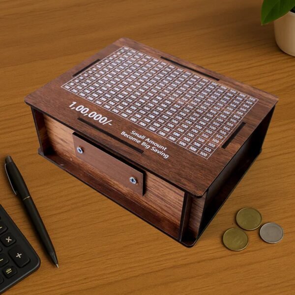 06-money-box.jpg Big Wooden Savings Challenge Money Bank / Piggy Bank - (1 Pc)
