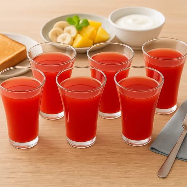 0630_juicy_glass.jpg Stylish look Plastic Juicy Glass, Transparent Glasses Set 300ml (6pcs)