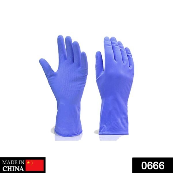 Flock line Reusable Rubber Hand Gloves (Blue) - 1pc