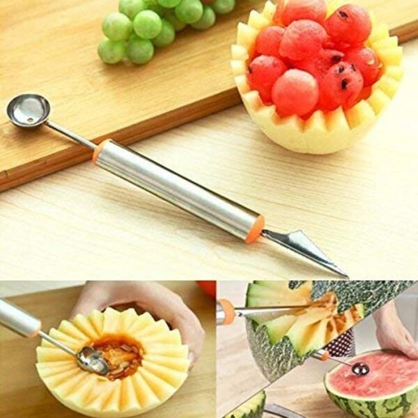 Multifunctional 2 1 Melon Baller - Stainless Steel Dig Scoop Fruit Carving Knife