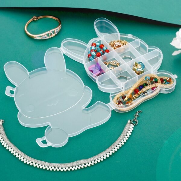 Transparent Cartoon Bear Plastic Storage Box Jewelry Organizer Holder  1 Pc