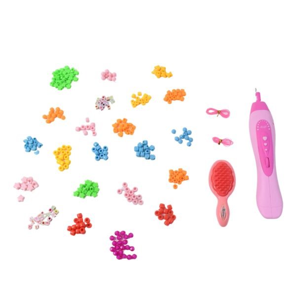 Hair Styling Clasp Clips Twisting Stringing Beads Kit for Girls, Portable Hair Braider Machine,Hairstyle Braid Kit DIY Hair Styling Tool with Comb, Rubber, Button Beads and Beads (85 Pcs Set), Hair accessories