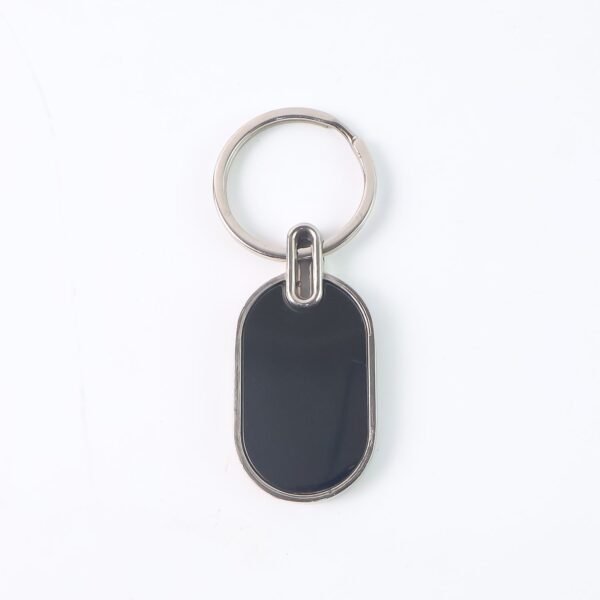 Elegant Black & Silver Oval Metal Keychain (1 Pc)