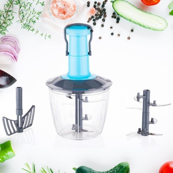 6 Blades Manual Hand-Press Vegetable Chopper (1100 ML / Mix Color)