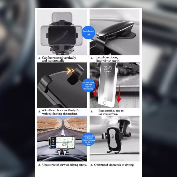 Car Mobile Phone Holder Mount Stand with 180 Degree