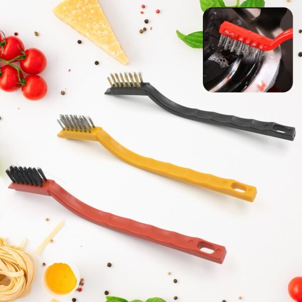 Mini Wire Brush Set - Brass, Nylon, Steel for Cleaning & Rust Removal (3 Pcs Set)
