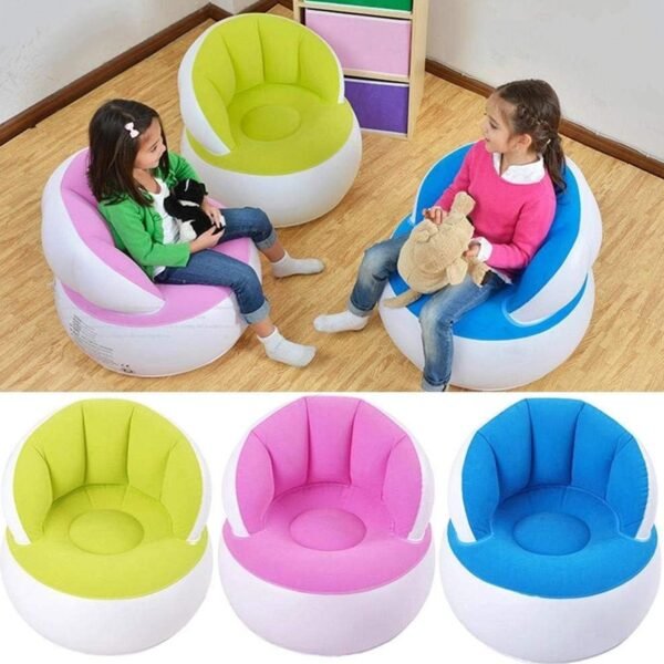 Kids inflatable sofa chair with backrest & Foot Air Pump (1 Set 85x74 Cm Approx)