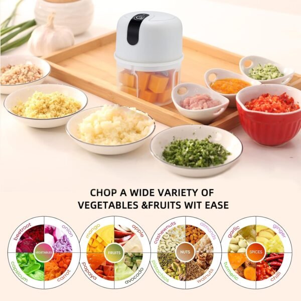 06_2e4dd2f7-18a5-42c9-b663-e8569cb920da.jpg Wireless USB Rechargeable Mini Electric Garlic Machine / Chopper 3 Blades (300Ml)