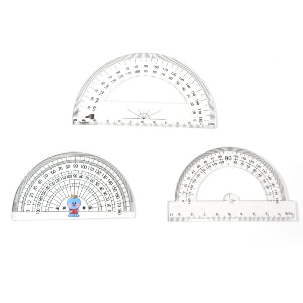 Multipurpose Transparent Plastic Protractor Set (3 Pcs Set)