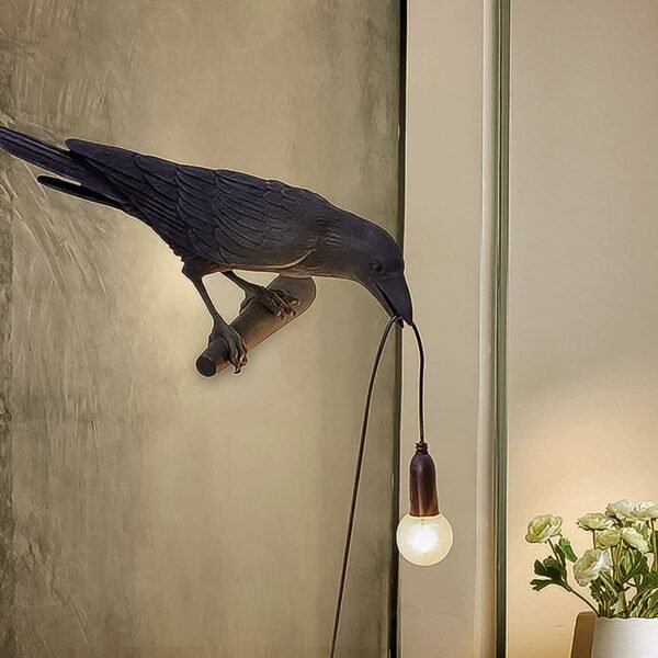 Crow Birds Table Lamps with Vintage Edison Bulb, Bird lamp (1 Set)