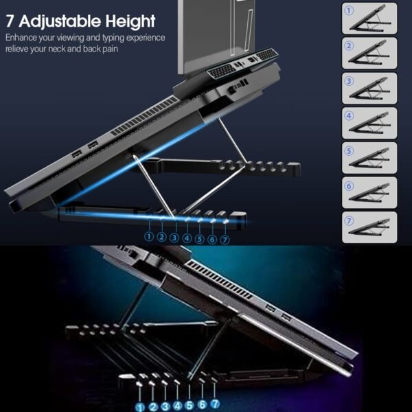 06_31f14ddc-9251-4895-9c8c-38f14911c4e5.jpg Laptop Cooler Cooling Pad with 2 Quiet Led Fans, Stand for Gaming Laptop