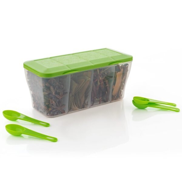 06_4012c61f-0f3e-4a00-bd25-710760021edc.jpg Kitchen Airtight 4-Section Storage Container / Pickle Jar 4 Spoons (1 Pc / Mix Color)