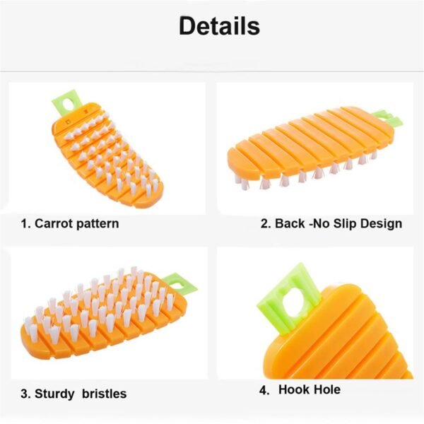 Vegetable Scrubbing Brush Non Toxic Fruit Brush Carrot Shape for Vegetables