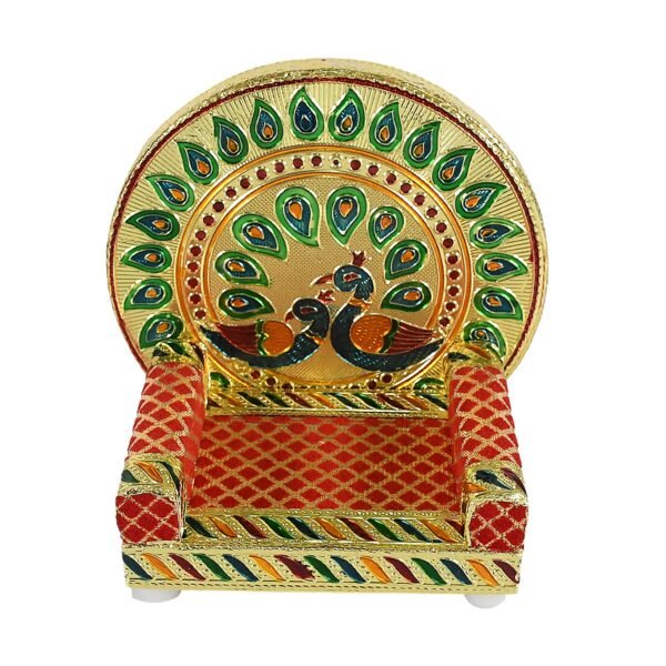 06_465450ae-1f63-4f36-b33a-234f3f3ec92a.jpg Meenakari Work Laddu Gopal Singhasan / Sihasan for Pooja Mandir Wooden Krishna Ladoo Bal Gopal Sofa Asan, Home Decorative Premium Look Decorative Singhasan Suitable For Home, Office, Restaurant (2 Pc Set)
