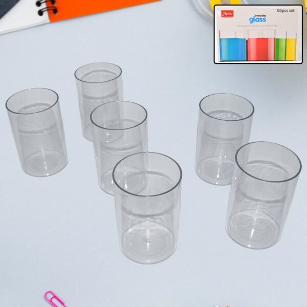 Apex Everyday Plastic Glass Set – 6 Pieces Lightweight & Unbreakable