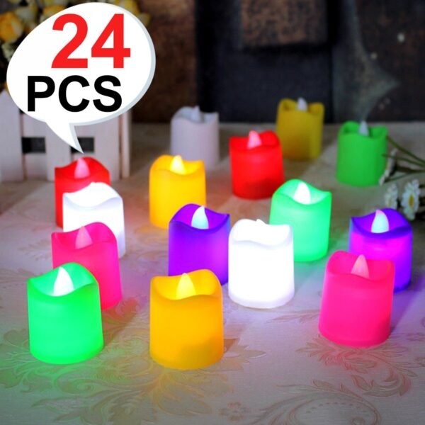06_4872ebdd-eb8e-4f76-9548-12158c93d852.jpg Festive Lighting for Any Occasion: 24 Pack LED Tealight Candles, Diwali (Multicolor)