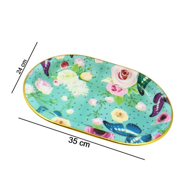 06_48f7d494-92da-44f8-adc1-d8c7d6df8be6.jpg Big Plastic Flower Printed Design Serving Tray (1 Pc / 35 x 24 CM / Mix Color)