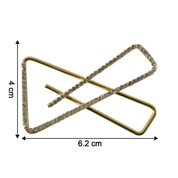 Premium Golden Crystal Triangle Saree Safety Pin Brooch (1 Pc)
