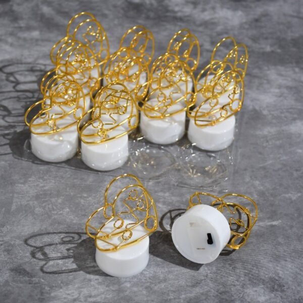 Set of 12 Multicolor Flameless Heart Candles for Decoration, Diwali