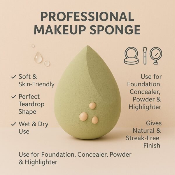 Makeup Sponge blending liquid Foundations, Powders, and Creams (Multicolor / 1 Pc)