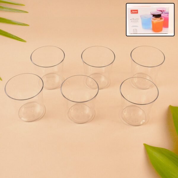 Apex Welcome Plastic Glass Set for Daily Use – Set of 6