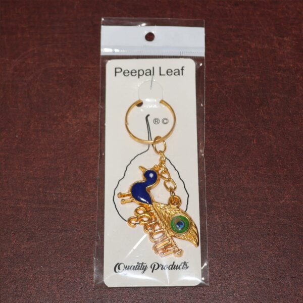 Krishna Peacock Design Golden Keychain (1 Pc)
