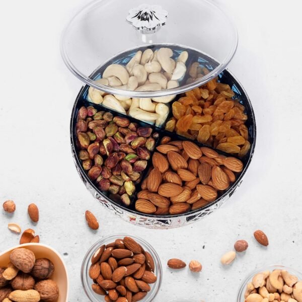06_581b4f94-db0e-44f4-b816-570cb1f0629b.jpg Multipurpose Dry Fruit Box 4 Section Dry Fruit Round Silver Gift Box (1 Pc)