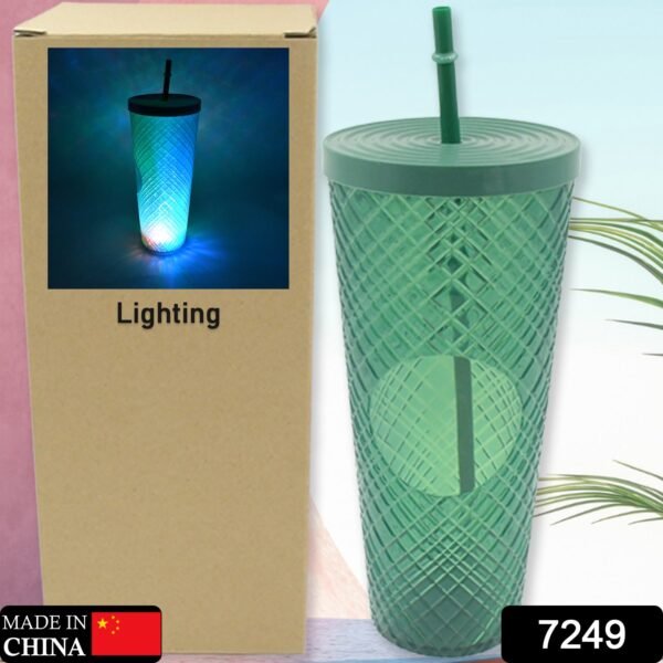 06_5e9fa25c-52b6-40d6-a792-0566d9a883f3.jpg Cup with Straw & LED Lighting Reusable Matte Studded Tumbler (1 Pc)
