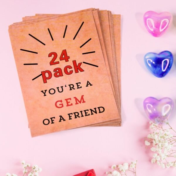 Heart-Shaped Crystal Gem Valentines with Gift Cards (24 Pc)