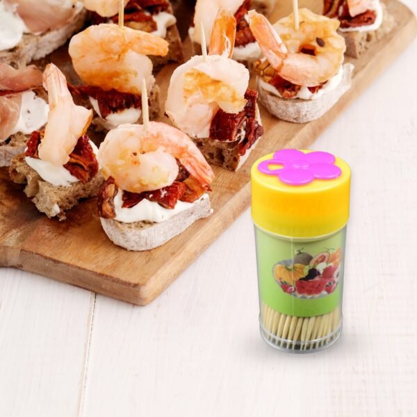 Wood Double Sided Toothpicks with Clear Plastic Storage Box