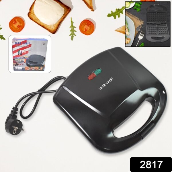 Sandwich Maker – Makes 2 Square Sandwiches, Non-Stick Plates, Easy to Clean
