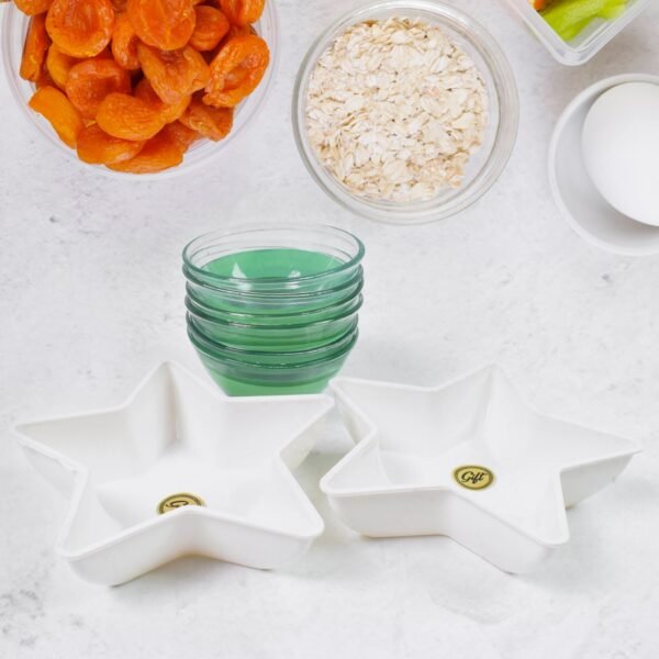 Star Station 6 Pc Glass Bowl & 2 Pc Plastic Star Snack Bowl Set (8 Pcs Set)