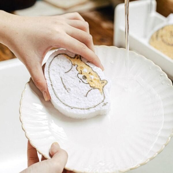 Cartoon Wood Pulp Sponge for Dishwashing  Absorbent Cleaning Pad