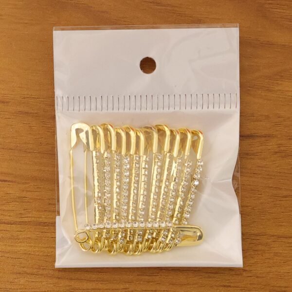 Decorative Golden Safety Pin Brooch Set (12 Pc Set)