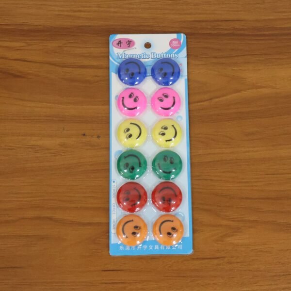 Colorful Smiley Face Magnetic Buttons Set (12 Pc Set)