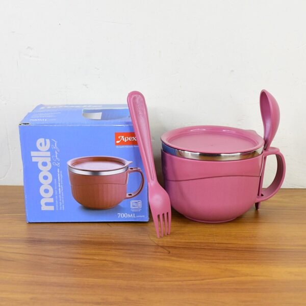 Apex Premium 700 ML Multipurpose Noodle Bowl with Handle, Lid and Fork