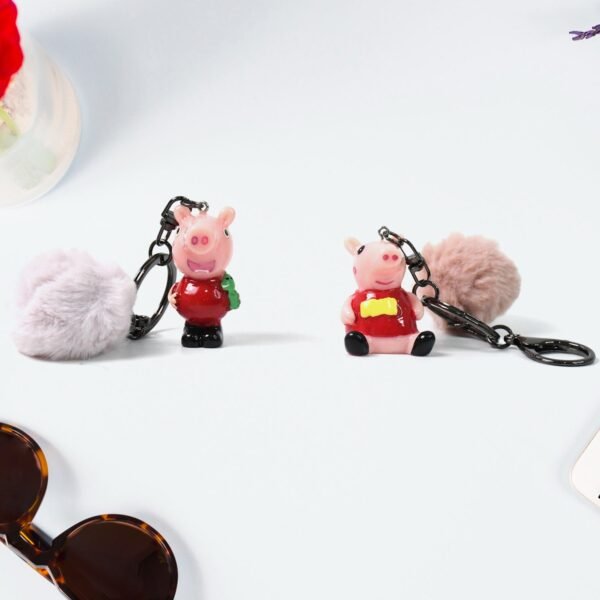 Cute Cartoon Keychain with Fluffy Pom (1 Pc / Mix Design)