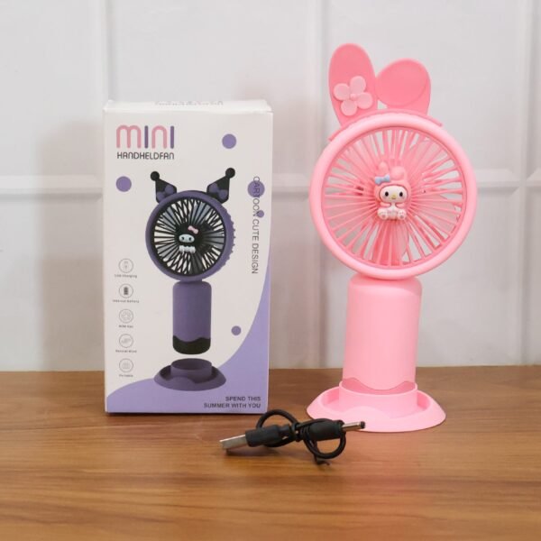 Cute Cartoon Design Rechargeable Mini Handheld Fan (1 Pc)