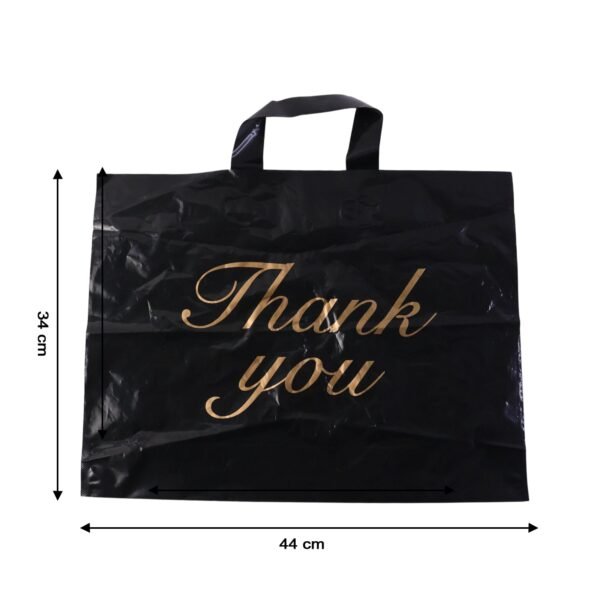 Large Black Thank You Printed Plastic Carry Bag (34 × 44 cm, 1 Pc)