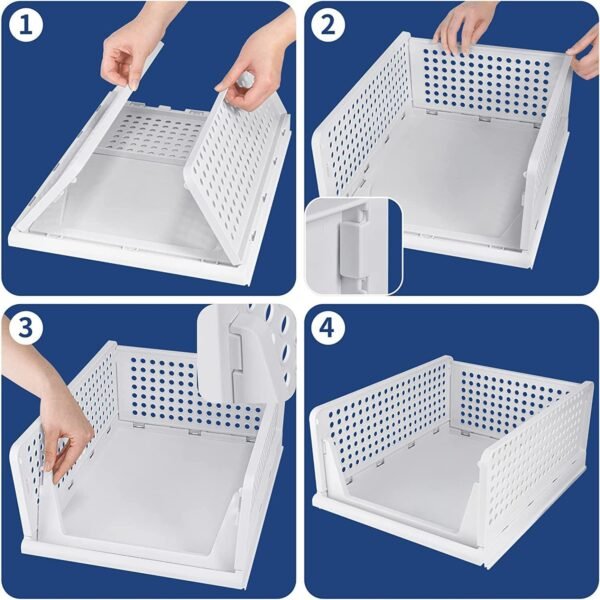 3-Layer Foldable Wardrobe Clothes Organizer Shelf Basket