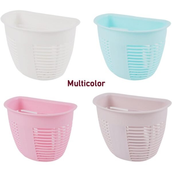 06_910acf4a-e995-4a8d-a25f-7c042732fa71.jpg Hanging Plastic Storage Basket, Adhesive Wall Mounted Organizer Box Make Up Holder Shelf Bathroom Wall Basket Punch Free Drain Basket for Kitchen Bathroom, Wall Type Storage Basket (1 Pc)